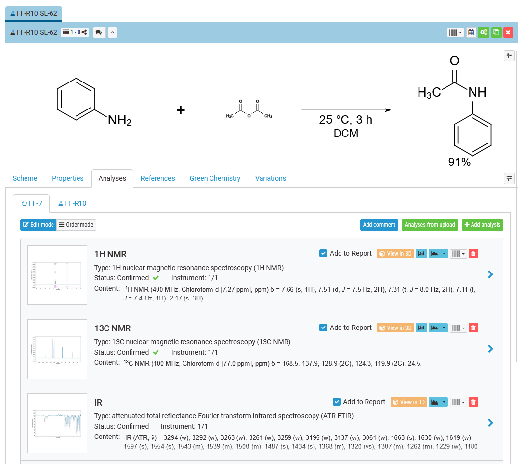 Analyses in Reaction View