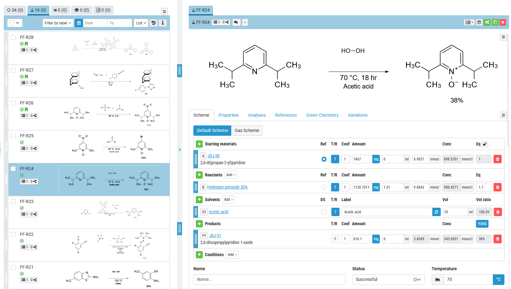 Experiment Reaction Browser